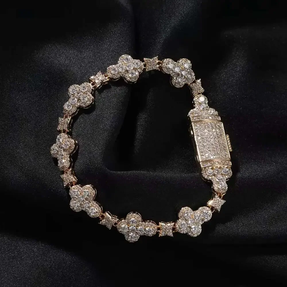 10mm Iced Out Tennis Cross Bracelet 8 Inch